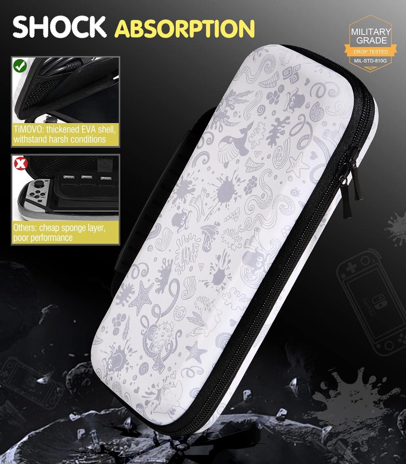 imageTiMOVO Carrying Case Fits for Nintendo Switch OLED Model 2021 ampamp Switch Game Storage Handbag Portable Travel Bag PU Pouch with Pocket for 10 Game Cards ampamp Accessories White Pattern