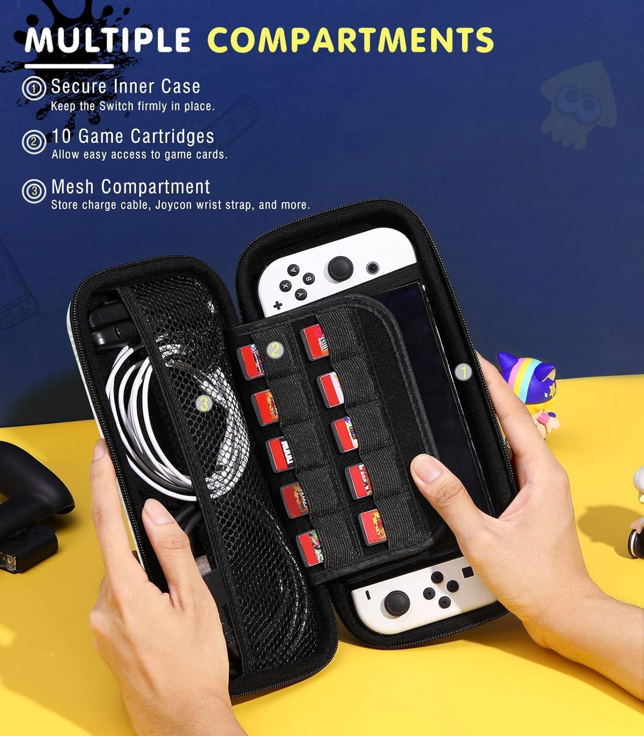 imageTiMOVO Carrying Case Fits for Nintendo Switch OLED Model 2021 ampamp Switch Game Storage Handbag Portable Travel Bag PU Pouch with Pocket for 10 Game Cards ampamp Accessories White Pattern