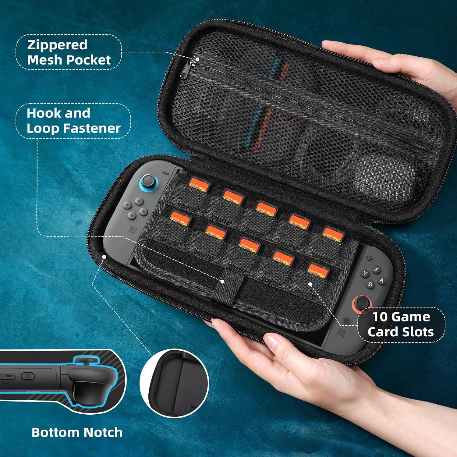 imageTiMOVO Carrying Case for Nintendo Switch 2 2025 with Protective Hard Shell and 4 pack Tempered Glass Screen Protector for Nintendo Switch 2