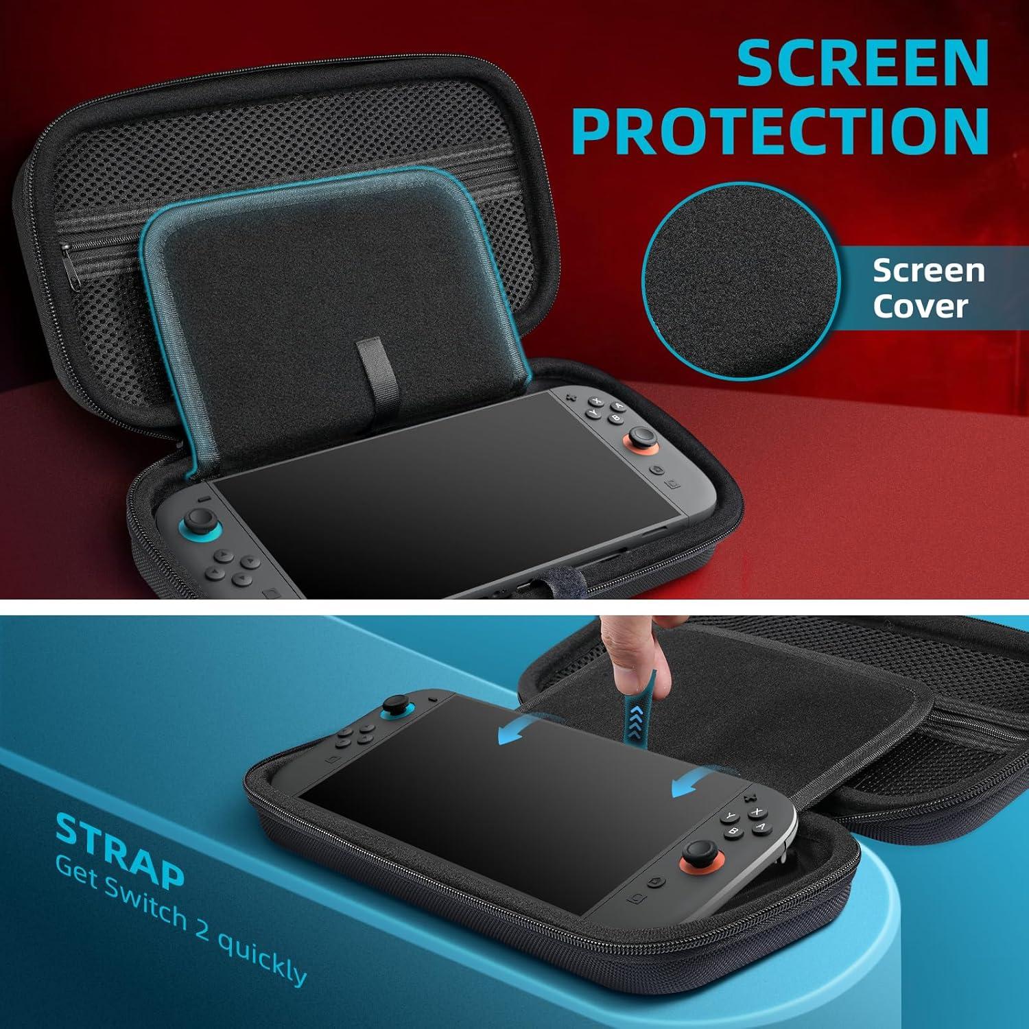 imageTiMOVO Carrying Case for Nintendo Switch 2 2025 with Protective Hard Shell and Steering Wheel Compatible with Nintendo Switch 2 JoyCon Black