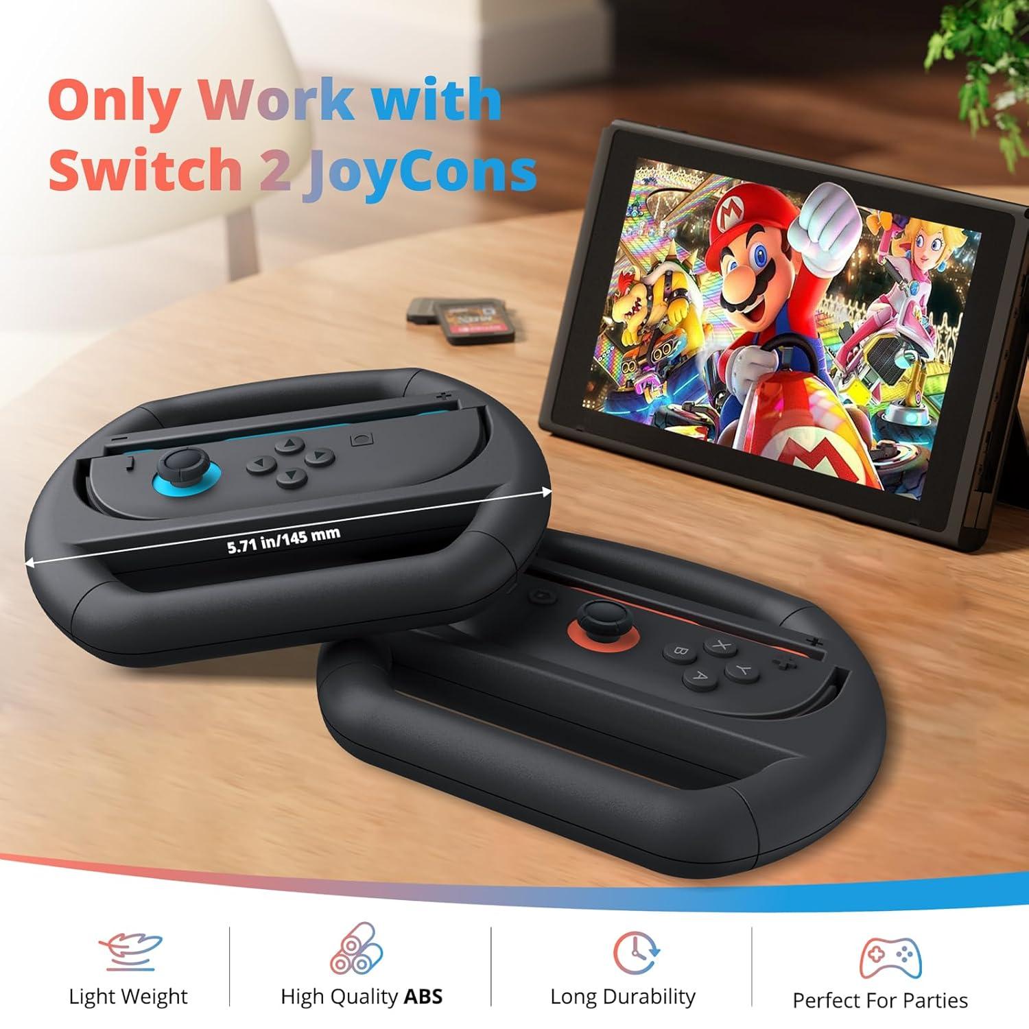 imageTiMOVO Carrying Case for Nintendo Switch 2 2025 with Protective Hard Shell and Steering Wheel Compatible with Nintendo Switch 2 JoyCon Black