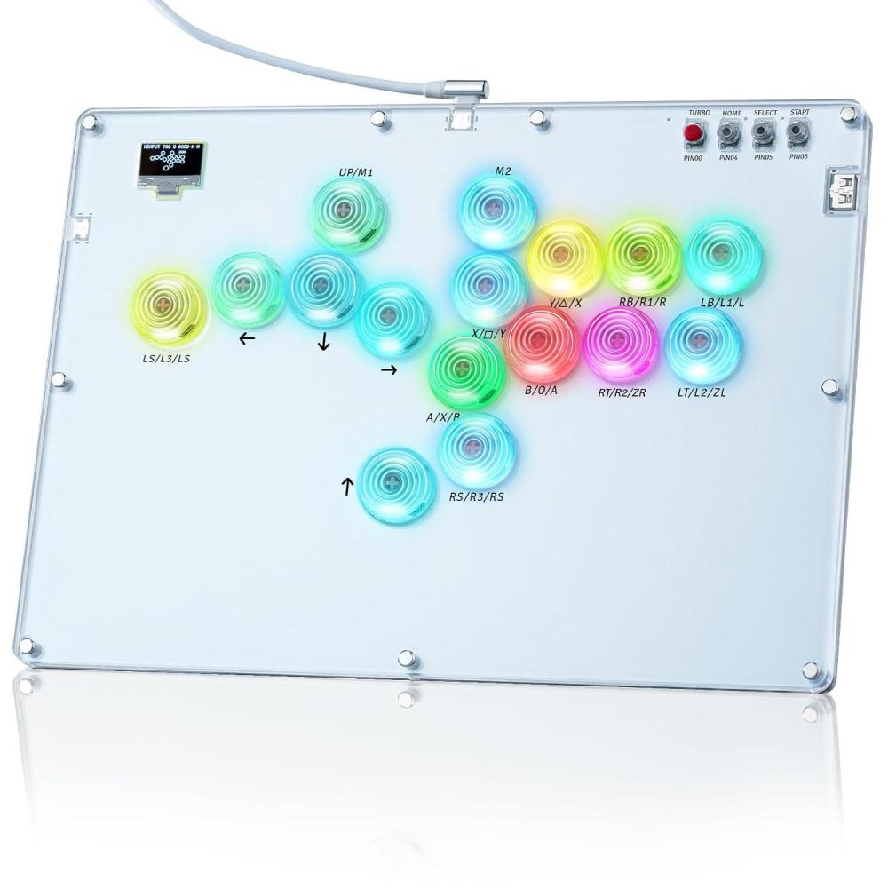 imageTiMOVO Arcade Stick with Turbo Function Custom RGB Leverless 16 Key AllButton Controller for SwitchPCPS4PS3Steam Deck Arcade Fight Stick Game Keyboard Support Hot Swap SOCD DIYWhite