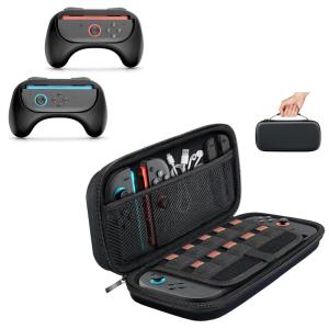 TiMOVO Carrying Case Compatible with Nintendo Switch 2 with 10 Game Cartridges, and Controller Grip Compatible with Nintendo Switch 2 JoyCon, Black