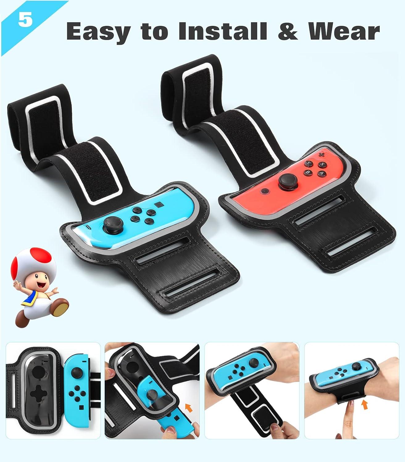 image:imageTiMOVO Wrist Bands Straps Compatible with Nintendo Switch 2024 2023 2022 2021 2020 Switch Sports Switch Zumba Burn It Up Cardio Boxing Series2 Pack Adjustable Elastic Armband for JoyCon