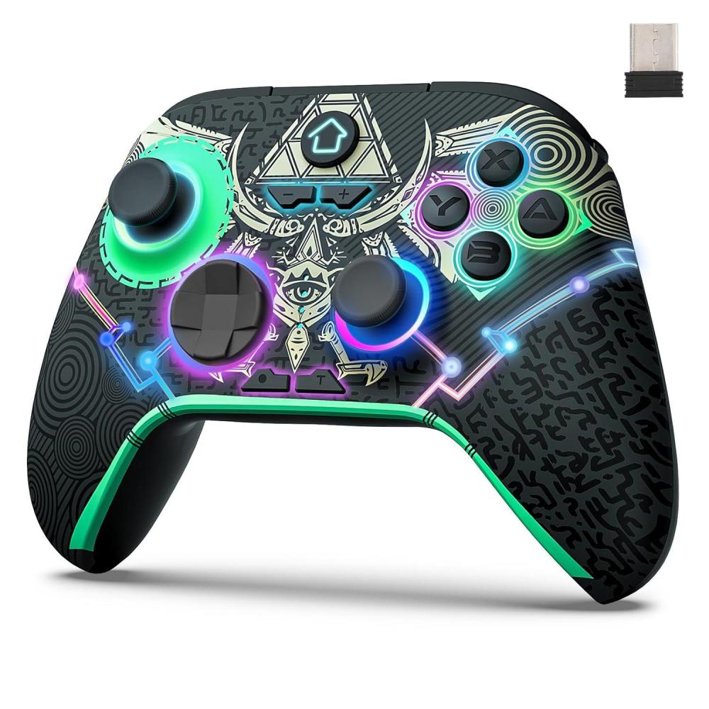 image:imageTiMOVO PC Controller for SwitchWindows PCSteam Wireless Bluetooth Controller with RGB LightHall JoysticksHall Triggers Switch Controller with Wireless Adapter for PC Steam Android iOS  BlackBlack