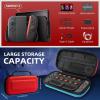TiMOVO Portable Carrying Case for Nintendo Switch 2 2025, Large Capacity, Protective Hard Shell Travel Case Pouch for Switch 2 with 20 Game Card Slots and Pockets for Console & Accessories, Black(Blue+Red)