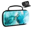 TiMOVO Carrying Case for Nintendo Switch OLED Model 2021 & Switch, Durable Hard Shell Game Storage Handbag Portable Travel Bag PU Pouch with Pocket for 10 Game Cards & Accessories, Cloud Peacock Blue