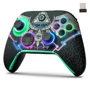 TiMOVO PC Controller for Switch/Windows PC/Steam, Wireless Bluetooth Controller with RGB Light/Hall Joysticks/Hall Triggers, Switch Controller with Wireless Adapter for PC, Steam, Android, iOS – Black(Black)