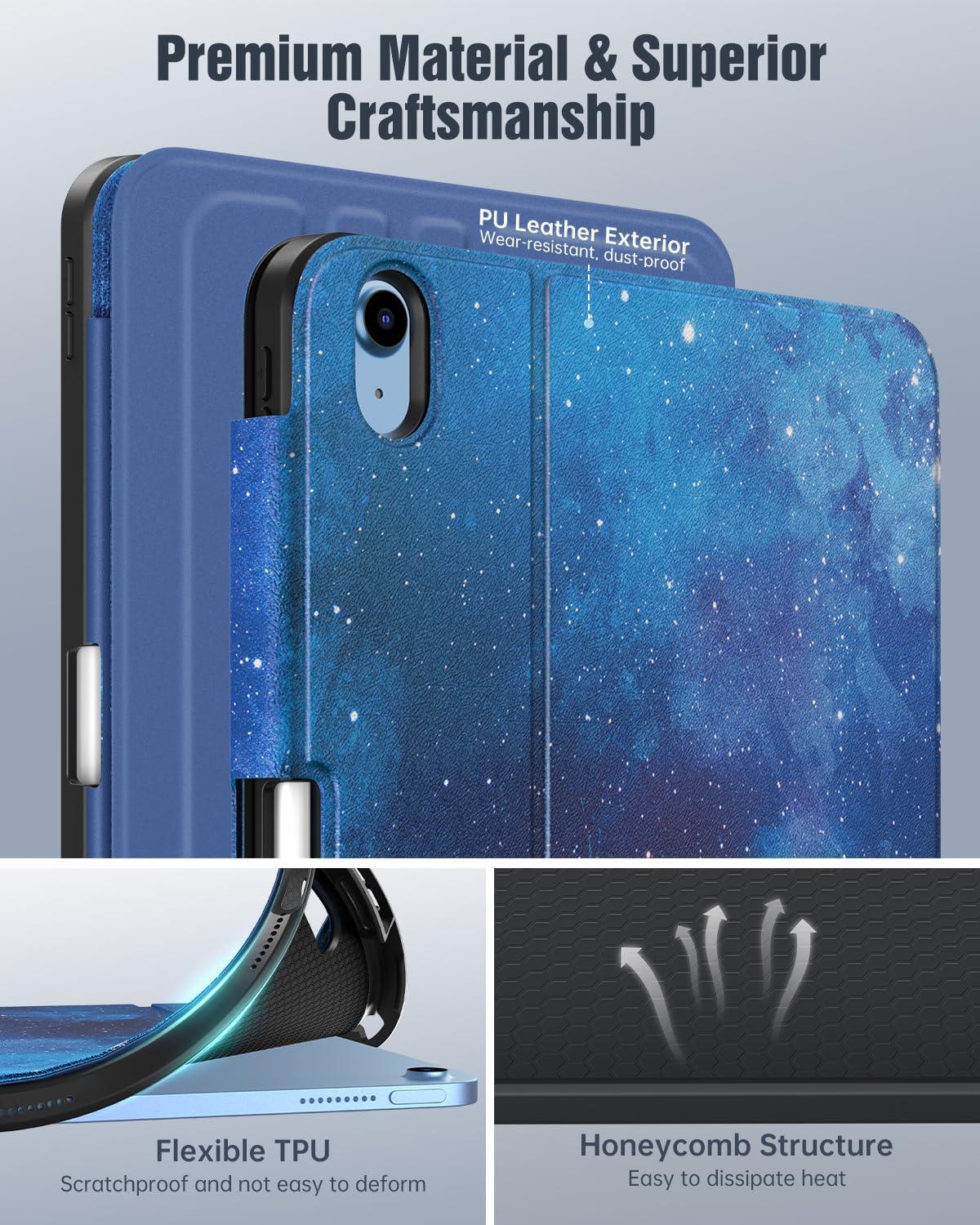image:imageTiMOVO Case for iPad A16 11th Generation 11 Inch 2025 iPad 10th Generation 109 inch 2022 with Pencil Holder Protective Folio Stand Cover MultiAngle Viewing Blue Starry SkyBlue Starry Sky