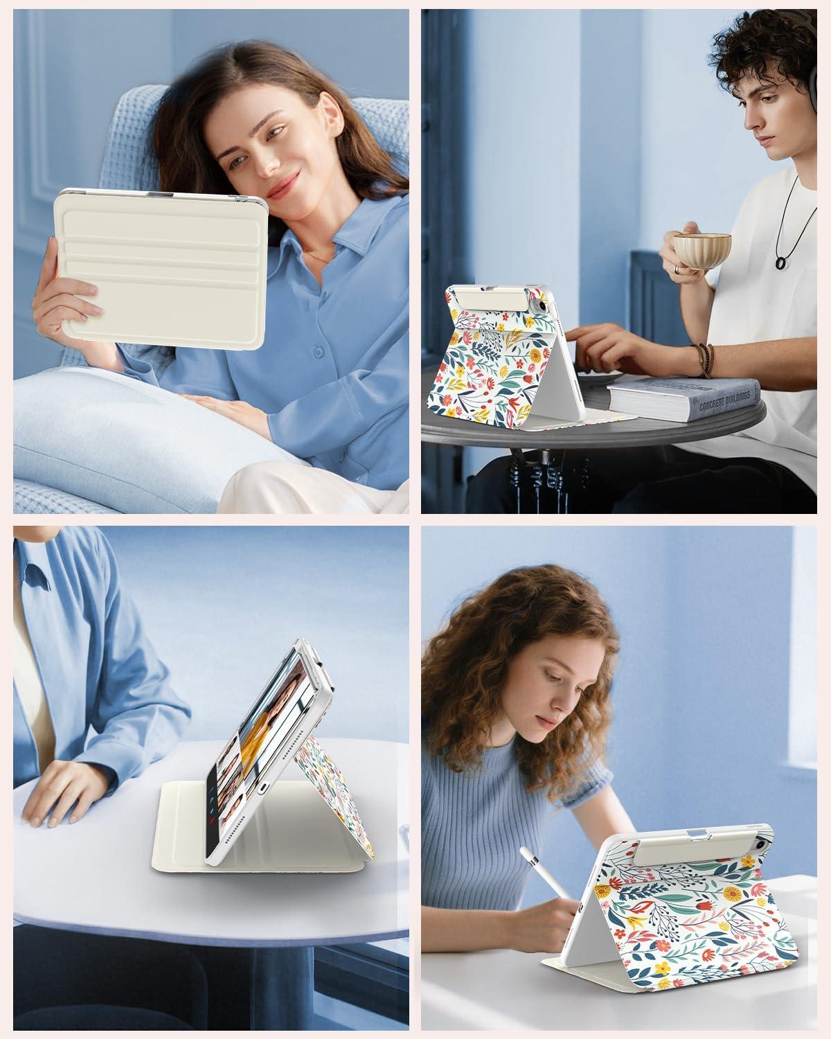 image:imageTiMOVO Case for iPad A16 11th Generation 11 Inch 2025 iPad 10th Generation 109 inch 2022 with Pencil Holder Protective Folio Stand Cover MultiAngle Viewing Blue Starry SkyFlowers