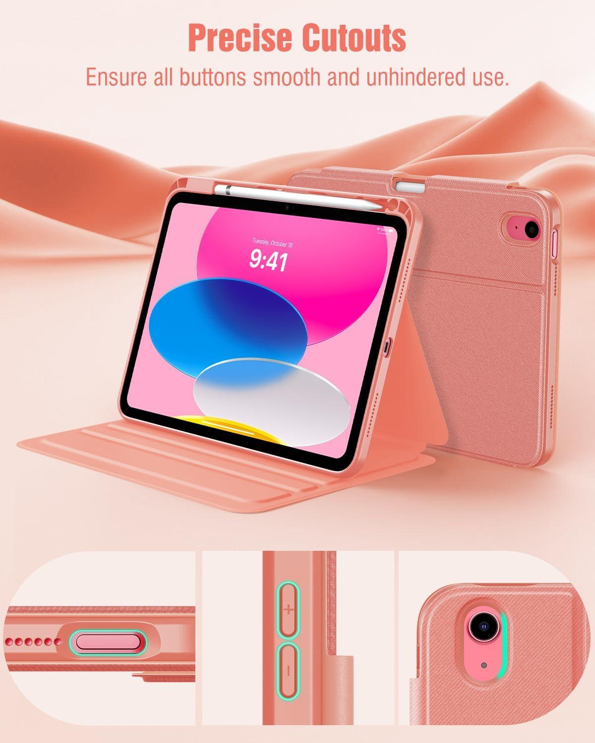 image:imageTiMOVO Case for iPad A16 11th Generation 11 Inch 2025 iPad 10th Generation 109 inch 2022 with Pencil Holder Protective Folio Stand Cover MultiAngle Viewing Blue Starry SkyApricot Pink