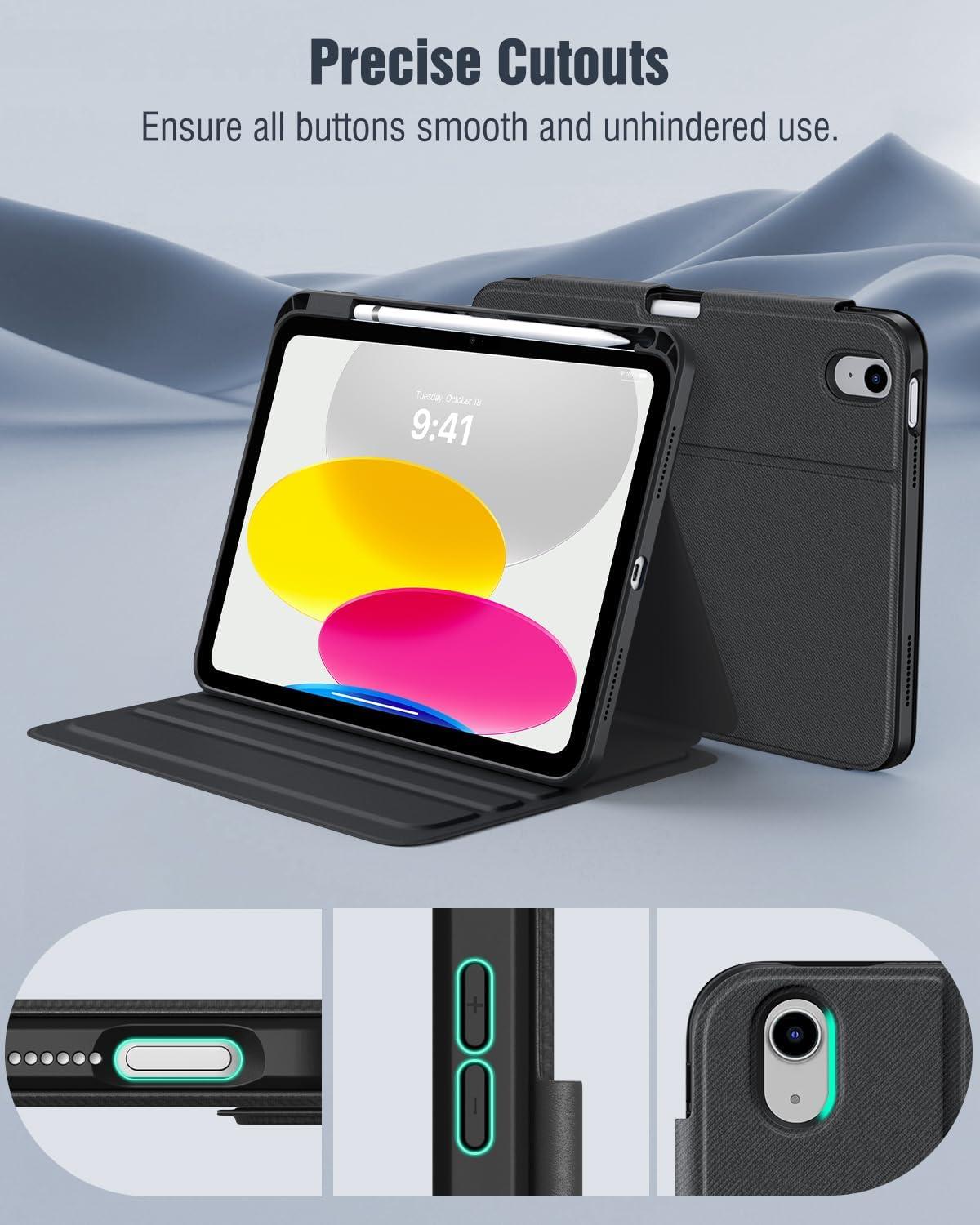 image:imageTiMOVO Case for iPad A16 11th Generation 11 Inch 2025 iPad 10th Generation 109 inch 2022 with Pencil Holder Protective Folio Stand Cover MultiAngle Viewing Blue Starry SkyDenim Black