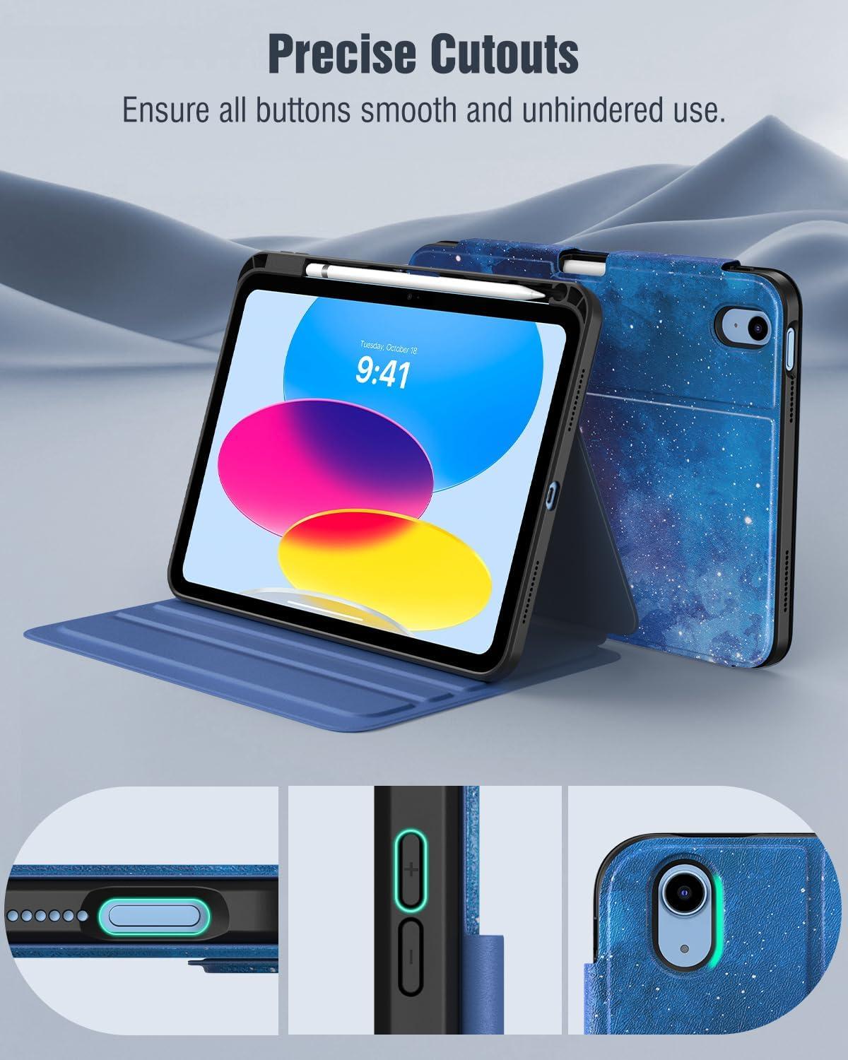 image:imageTiMOVO Case for iPad A16 11th Generation 11 Inch 2025 iPad 10th Generation 109 inch 2022 with Pencil Holder Protective Folio Stand Cover MultiAngle Viewing Blue Starry SkyBlue Starry Sky