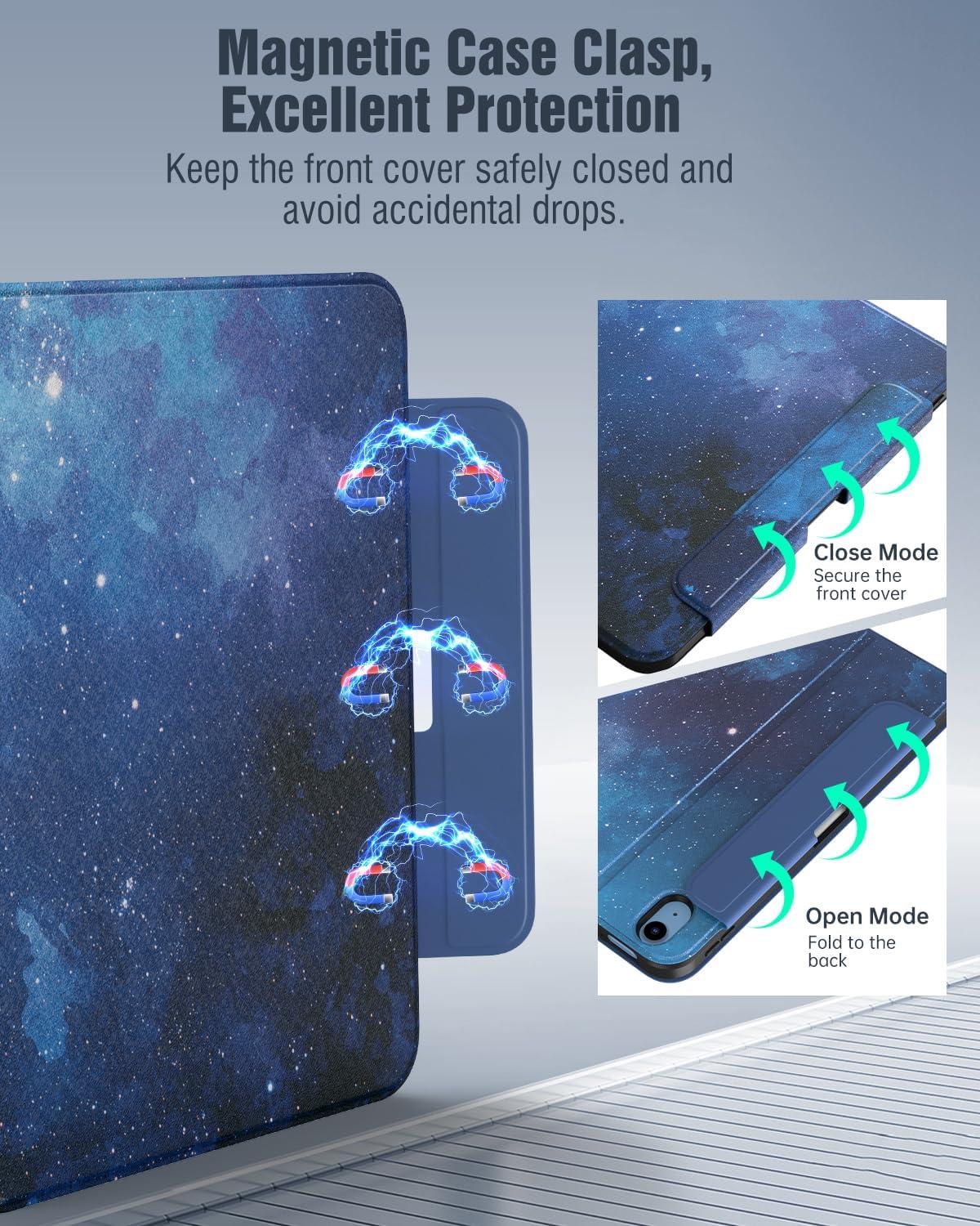 image:imageTiMOVO Case for iPad A16 11th Generation 11 Inch 2025 iPad 10th Generation 109 inch 2022 with Pencil Holder Protective Folio Stand Cover MultiAngle Viewing Blue Starry SkyBlue Starry Sky