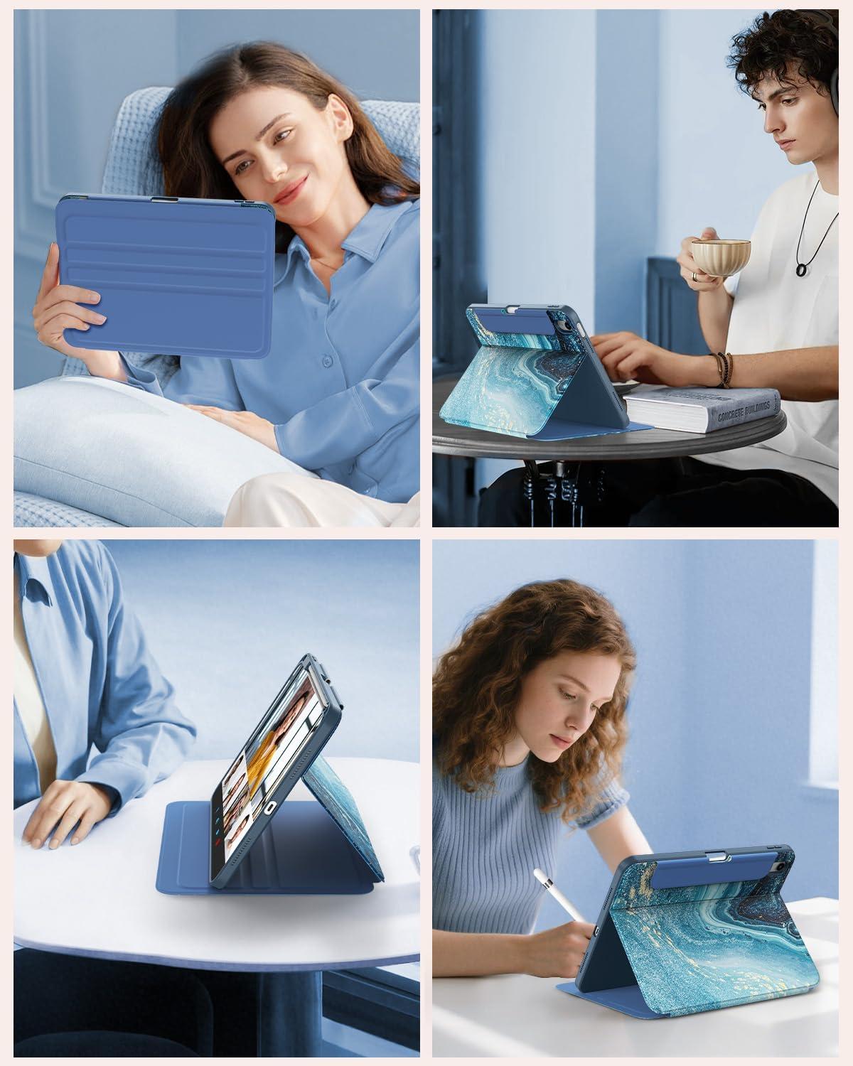 image:imageTiMOVO Case for iPad A16 11th Generation 11 Inch 2025 iPad 10th Generation 109 inch 2022 with Pencil Holder Protective Folio Stand Cover MultiAngle Viewing Blue Starry SkyGilding Texture