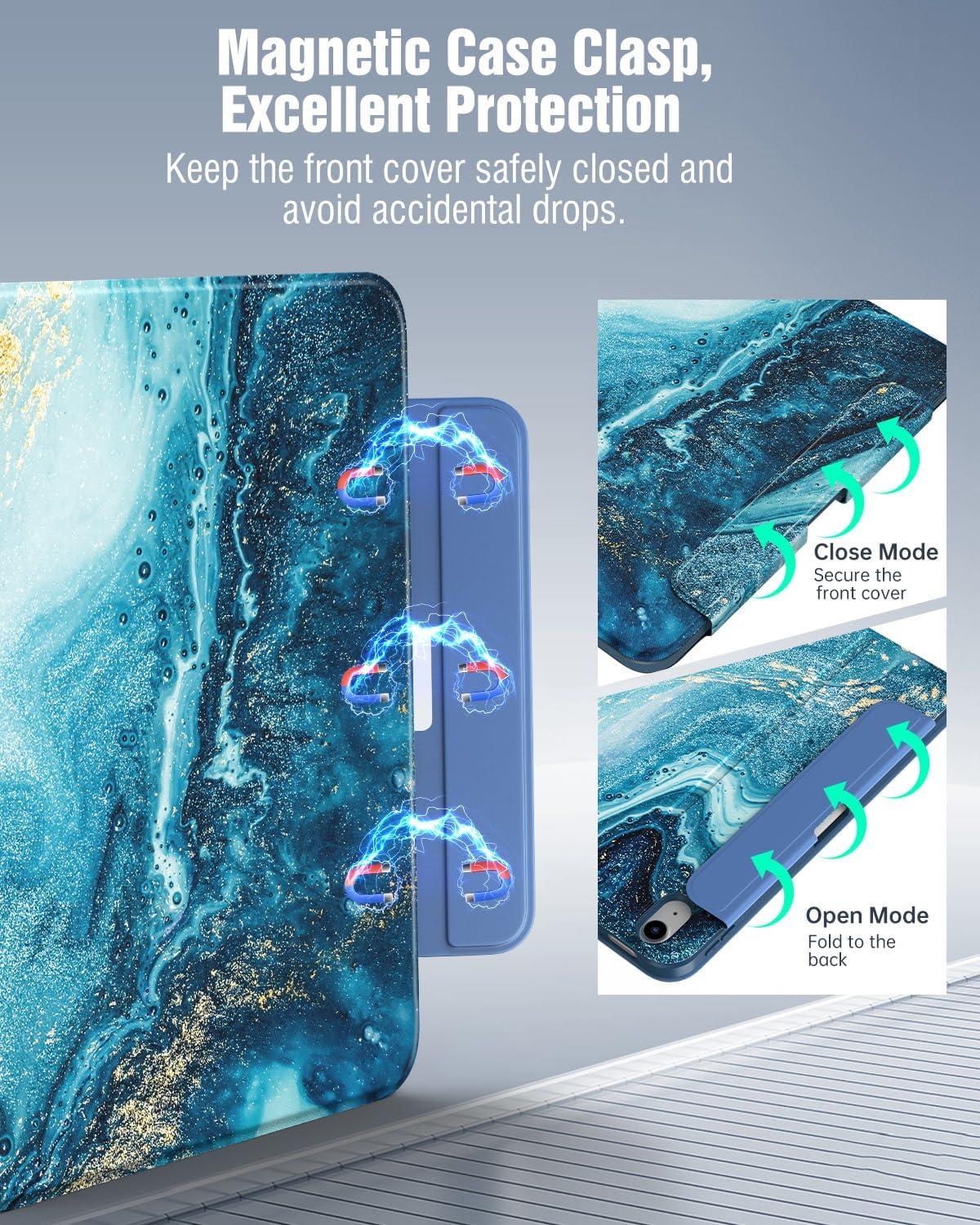 image:imageTiMOVO Case for iPad A16 11th Generation 11 Inch 2025 iPad 10th Generation 109 inch 2022 with Pencil Holder Protective Folio Stand Cover MultiAngle Viewing Blue Starry SkyGilding Texture