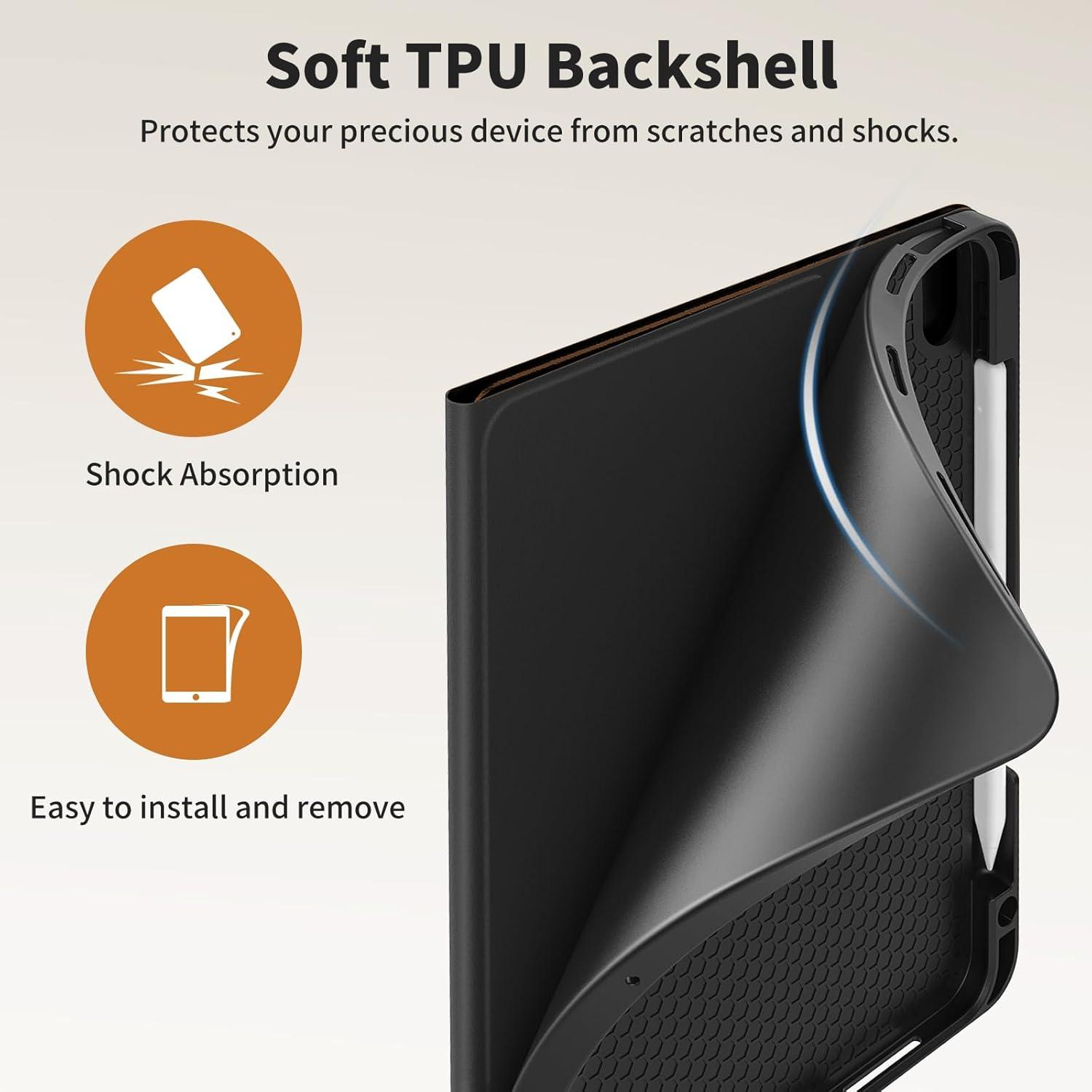 image:imageTiMOVO Case for iPad Pro 13 Inch M5 2025M4 2024 8th7th Generation Premium PU Leather Stand Cover with Pencil Holder Auto WakeSleep Multiple Viewing Angles BlackVintage Brown