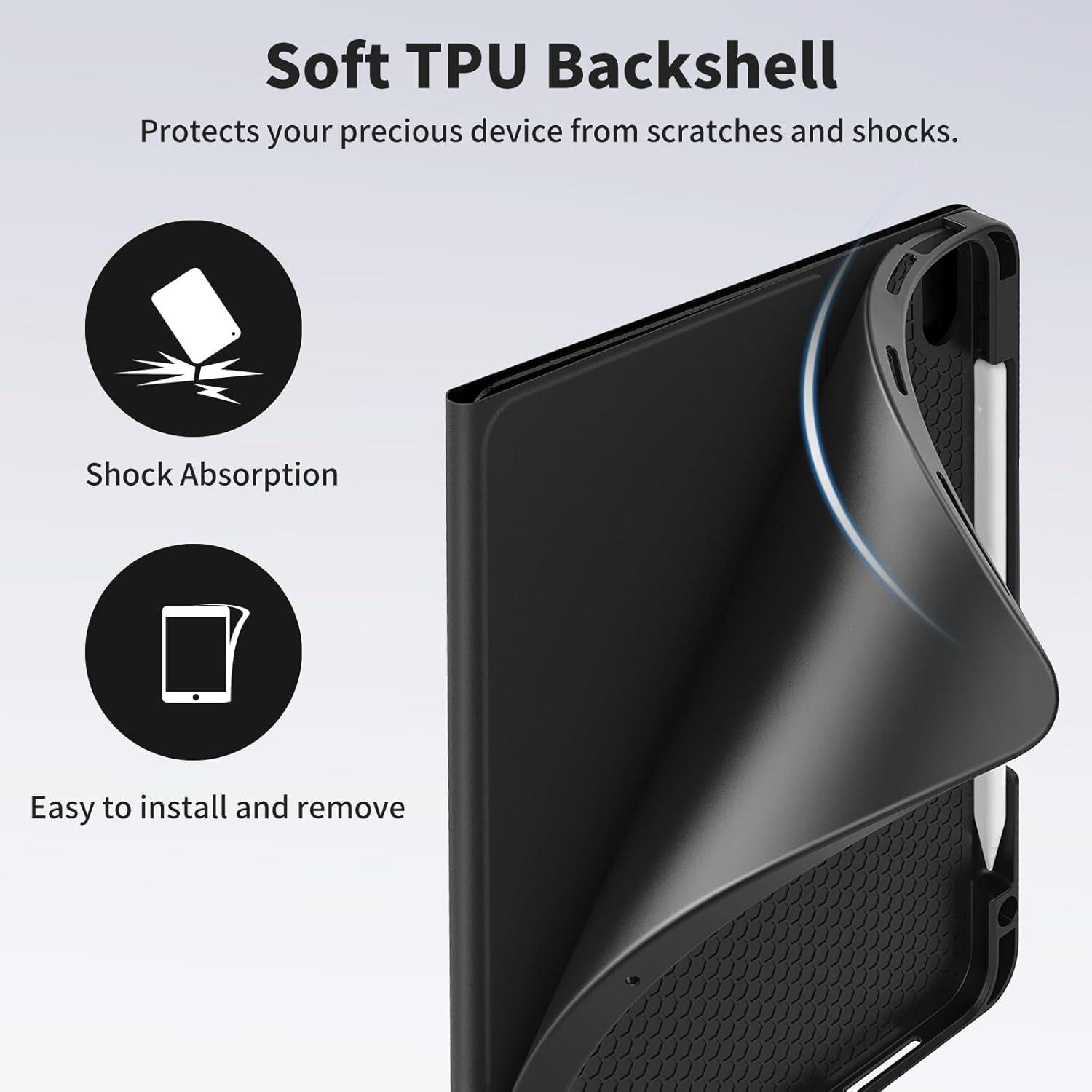 image:imageTiMOVO Case for iPad Pro 13 Inch M5 2025M4 2024 8th7th Generation Premium PU Leather Stand Cover with Pencil Holder Auto WakeSleep Multiple Viewing Angles BlackBlack
