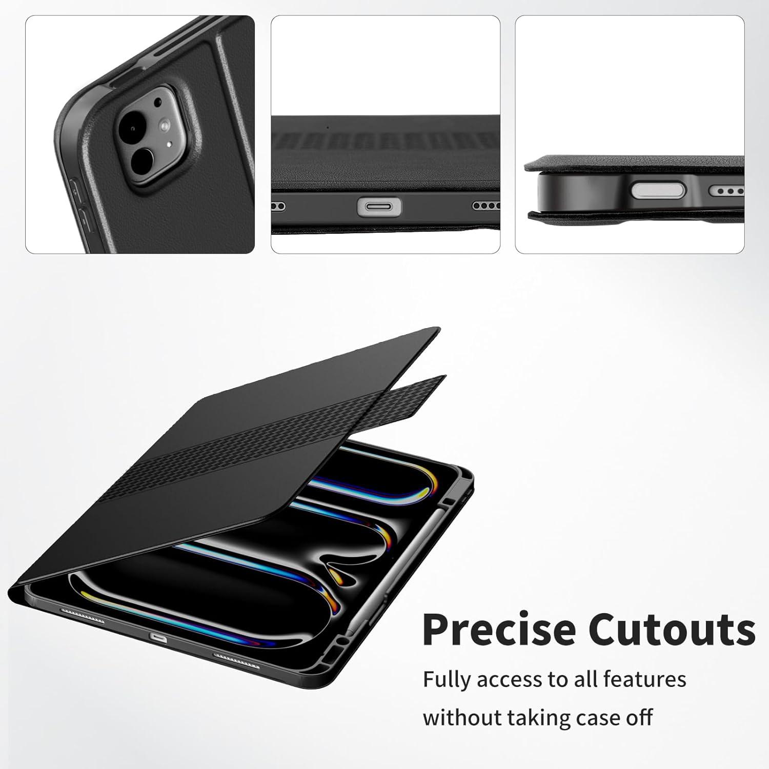 image:imageTiMOVO Case for iPad Pro 13 Inch M5 2025M4 2024 8th7th Generation Premium PU Leather Stand Cover with Pencil Holder Auto WakeSleep Multiple Viewing Angles BlackBlack
