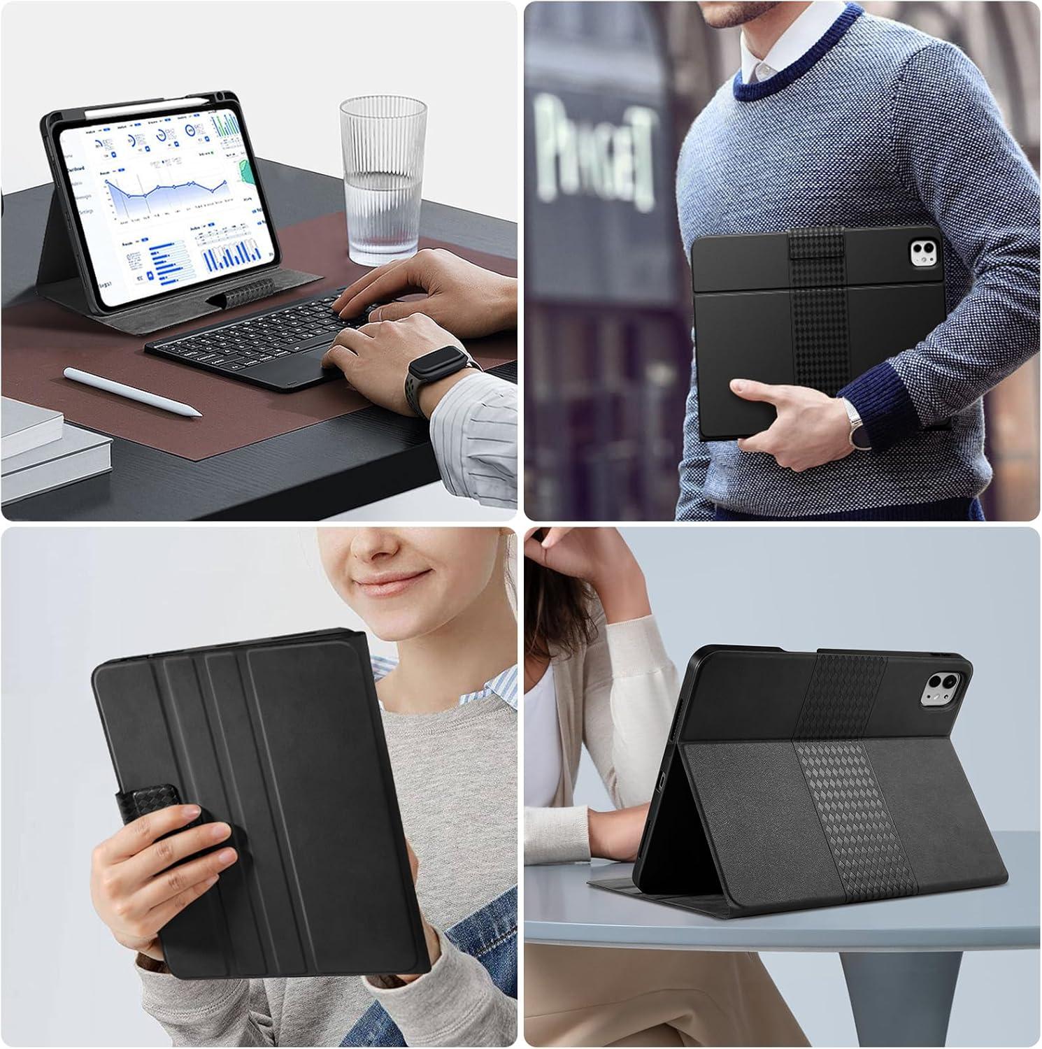 image:imageTiMOVO Case for iPad Pro 13 Inch M5 2025M4 2024 8th7th Generation Premium PU Leather Stand Cover with Pencil Holder Auto WakeSleep Multiple Viewing Angles BlackBlack