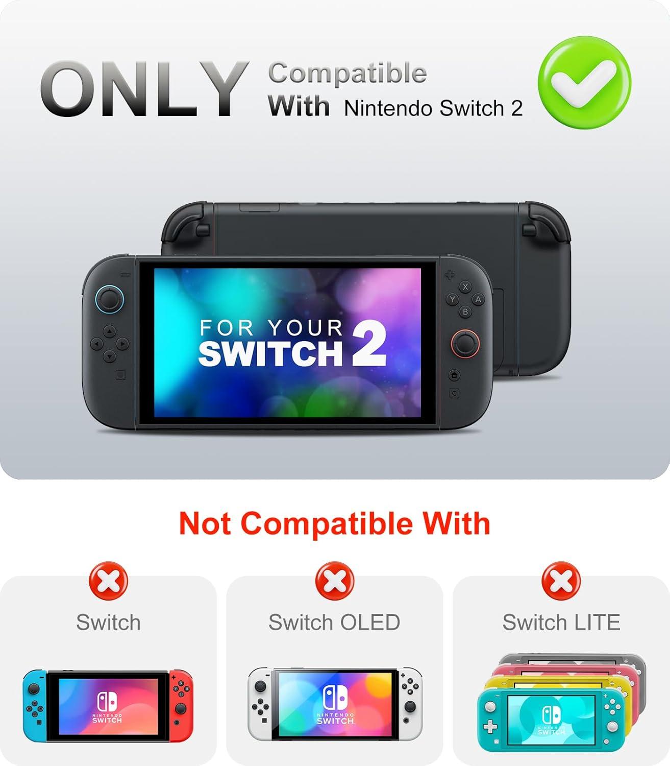 image:imageTiMOVO Dockable Case for Nintendo Switch 2 2025 TPU Grip Protective Cover Accessories with Ergonomic Design for Switch 2 Console amp JoyCon ShockAbsorption AntiScratch Precise Cutouts BlackGray
