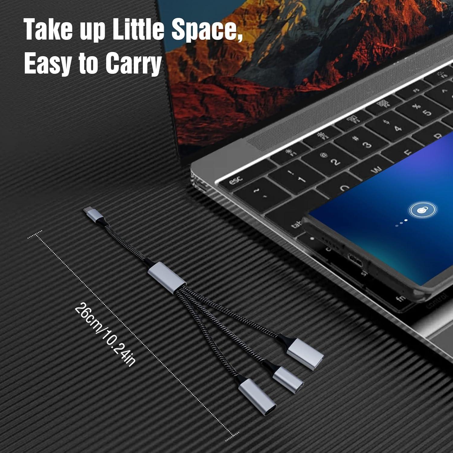 image:imageTiMOVO USB C Splitter Adapter Y Cable Type C Male to 2 USBC Female amp 1 USBA Female Ports Converter Data Transfer and Charging Type C Splitter for Steam Deck ASUS ROG Ally Xbox One Series PS5USBC to USBCA
