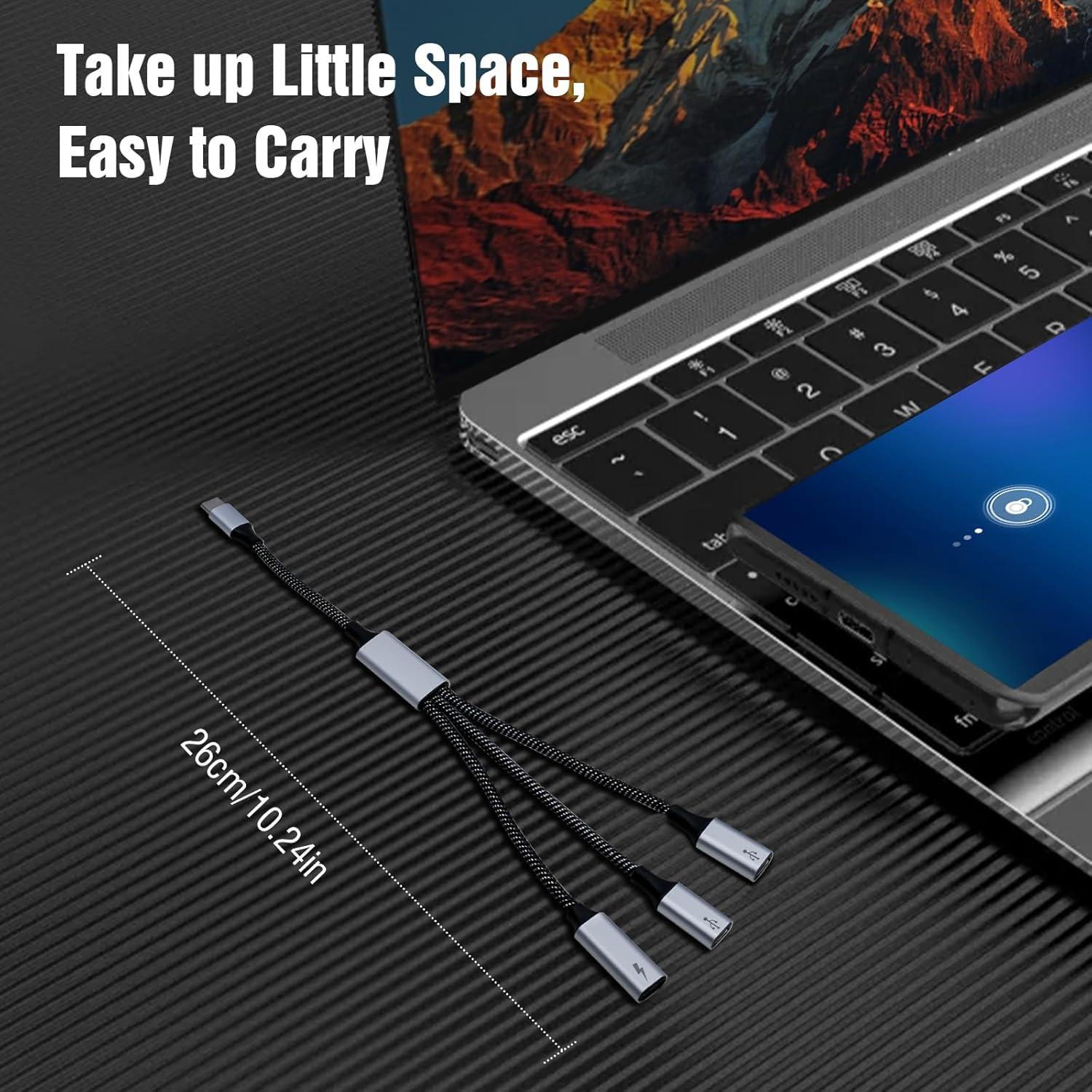 image:imageTiMOVO USB C Splitter Adapter Y Cable Type C Male to 2 USBC Female amp 1 USBA Female Ports Converter Data Transfer and Charging Type C Splitter for Steam Deck ASUS ROG Ally Xbox One Series PS5USBC to USBC