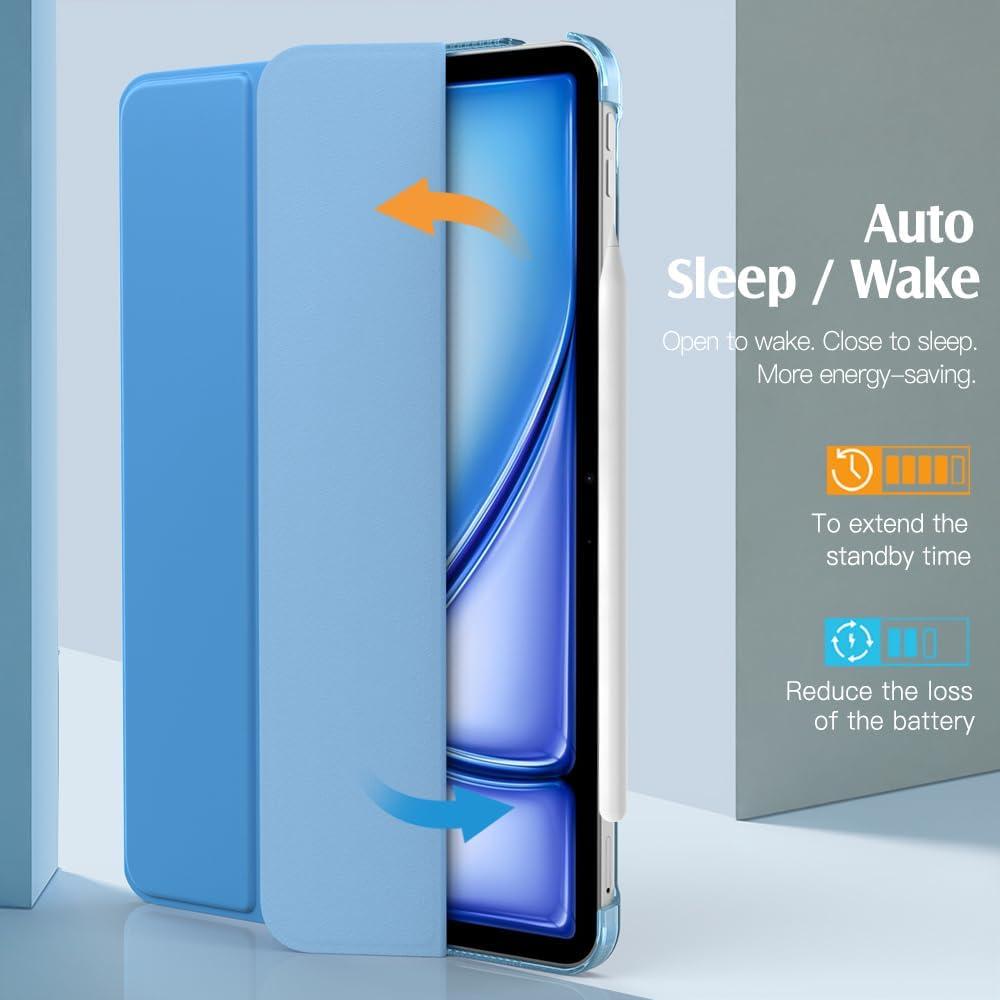 image:imageTiMOVO for iPad Air 11 Inch Case M3M220252024 iPad Air 5th Generation 20224th Gen 2020 109 Inch Slim Hard Translucent Back Cover Support Auto WakeSleep Space GrayDodger Blue