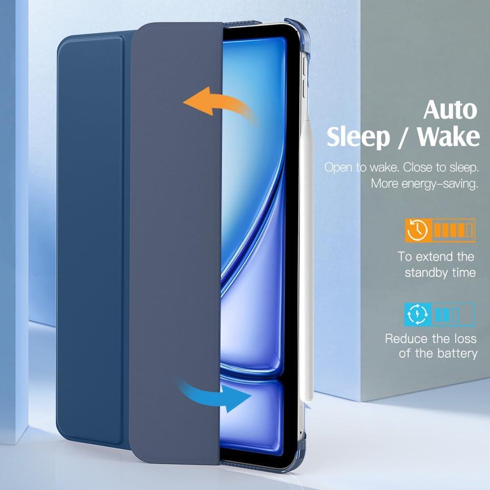 image:imageTiMOVO for iPad Air 11 Inch Case M3M220252024 iPad Air 5th Generation 20224th Gen 2020 109 Inch Slim Hard Translucent Back Cover Support Auto WakeSleep Space GrayDark Sea Blue