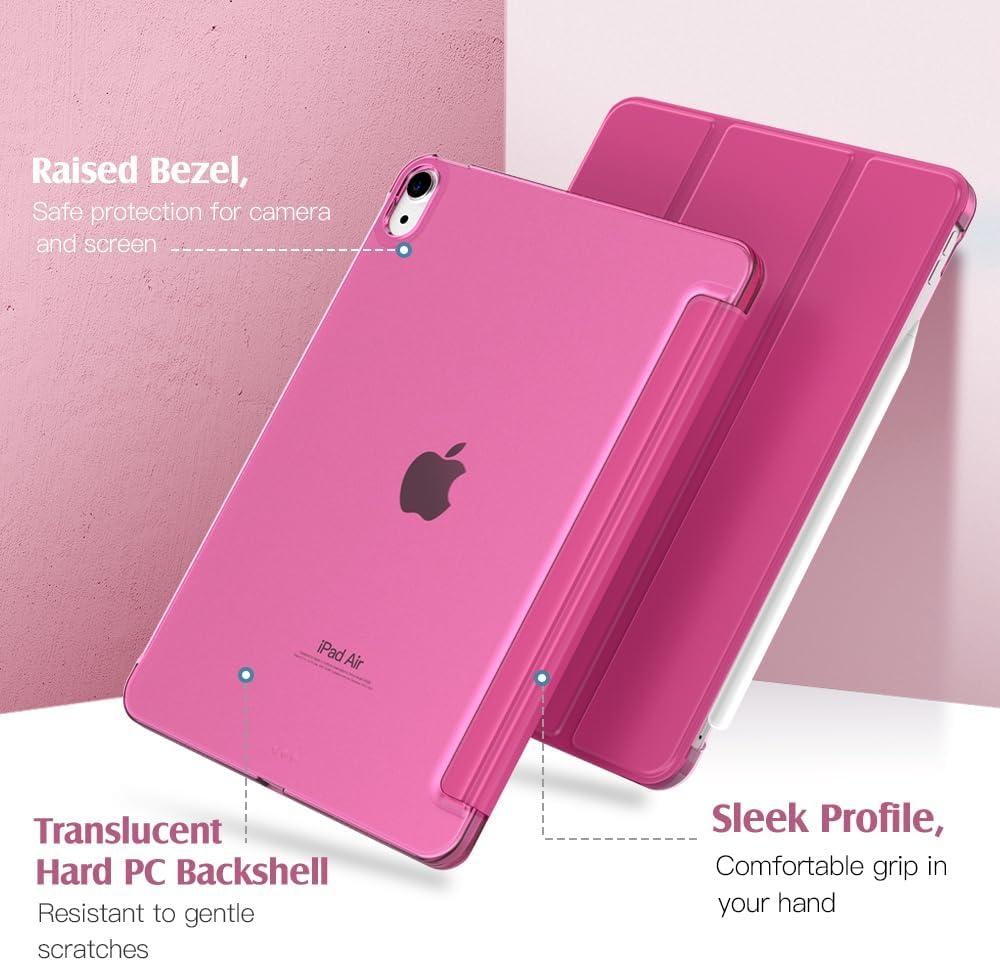 image:imageTiMOVO for iPad Air 11 Inch Case M3M220252024 iPad Air 5th Generation 20224th Gen 2020 109 Inch Slim Hard Translucent Back Cover Support Auto WakeSleep Space GrayBegonia Red