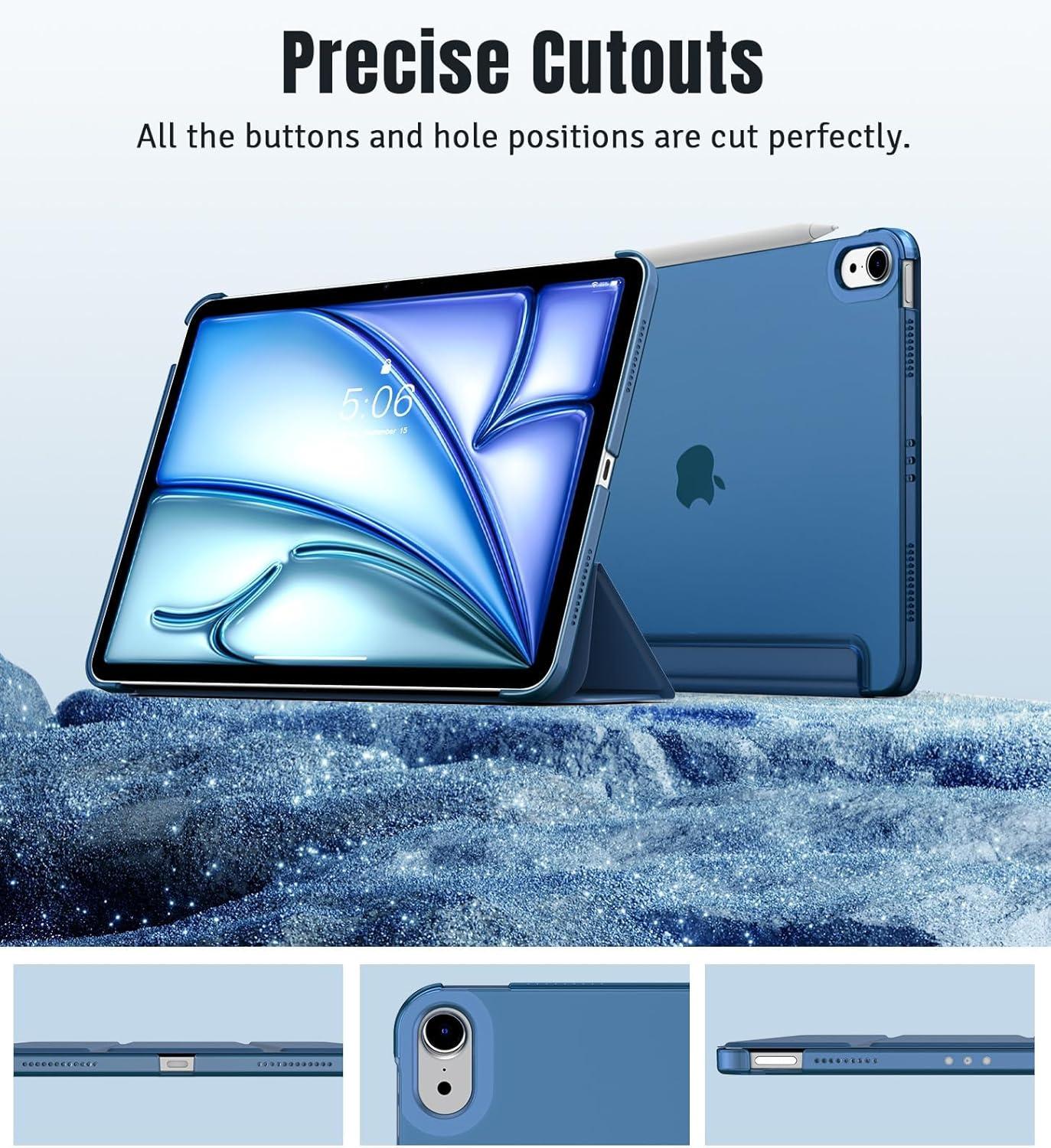 image:imageTiMOVO for iPad Air 11 Inch Case M3M220252024 iPad Air 5th Generation 20224th Gen 2020 109 Inch Slim Hard Translucent Back Cover Support Auto WakeSleep Space GrayAAbyss Blue