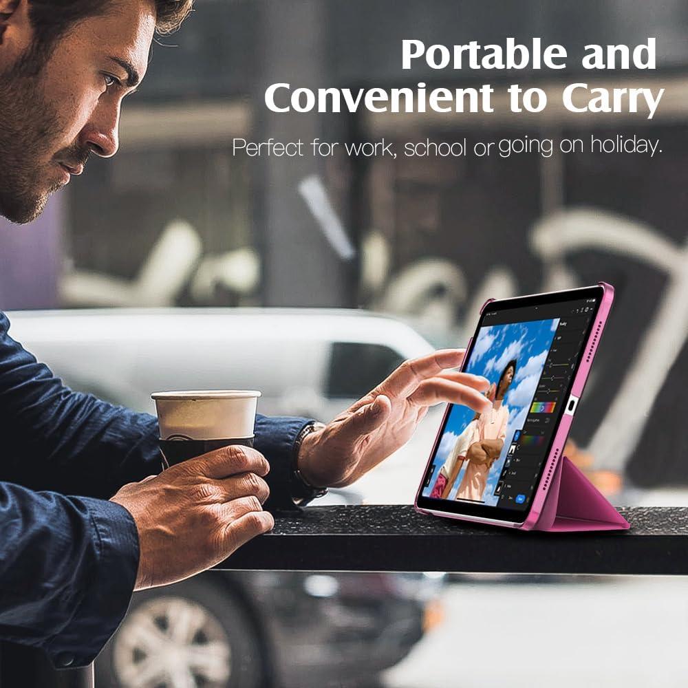 image:imageTiMOVO for iPad Air 11 Inch Case M3M220252024 iPad Air 5th Generation 20224th Gen 2020 109 Inch Slim Hard Translucent Back Cover Support Auto WakeSleep Space GrayBegonia Red