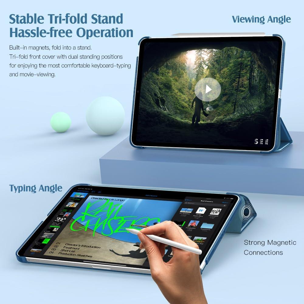 image:imageTiMOVO for iPad Air 11 Inch Case M3M220252024 iPad Air 5th Generation 20224th Gen 2020 109 Inch Slim Hard Translucent Back Cover Support Auto WakeSleep Space GrayCobalt Blue