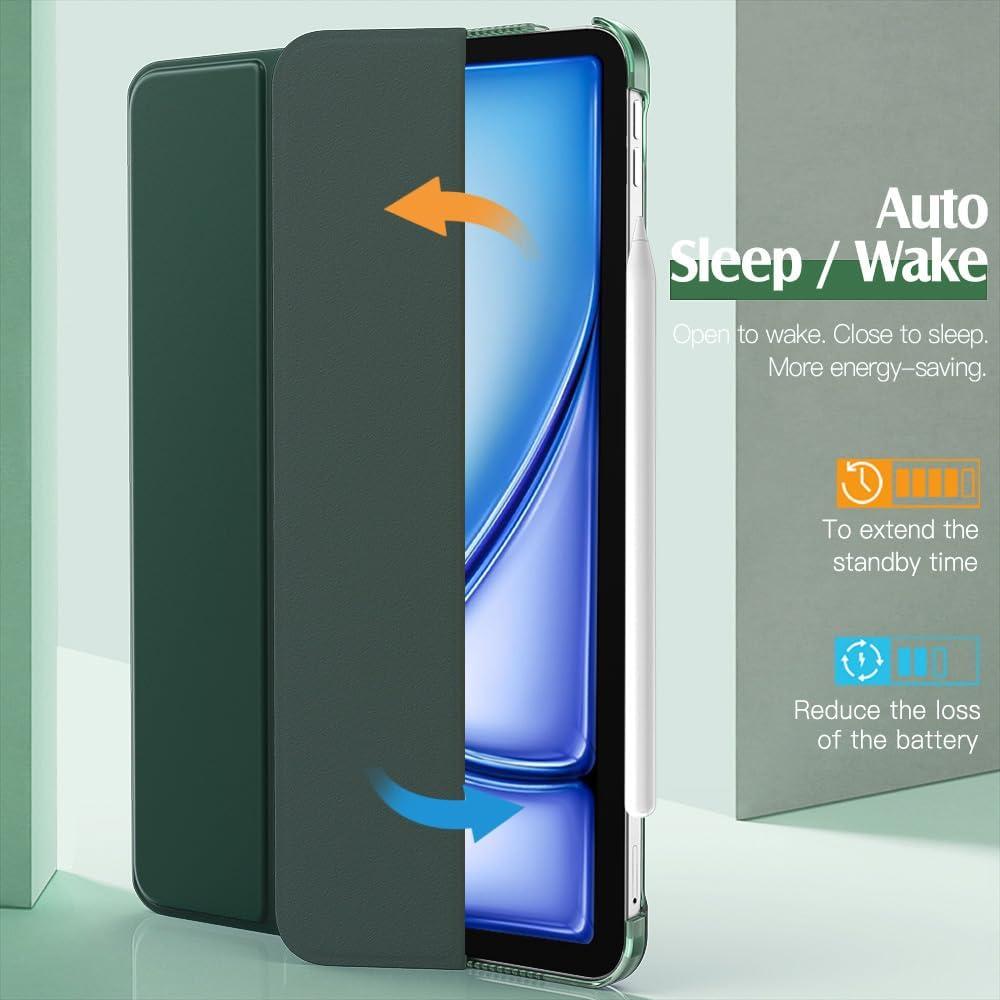 image:imageTiMOVO for iPad Air 11 Inch Case M3M220252024 iPad Air 5th Generation 20224th Gen 2020 109 Inch Slim Hard Translucent Back Cover Support Auto WakeSleep Space GrayMidnight Green