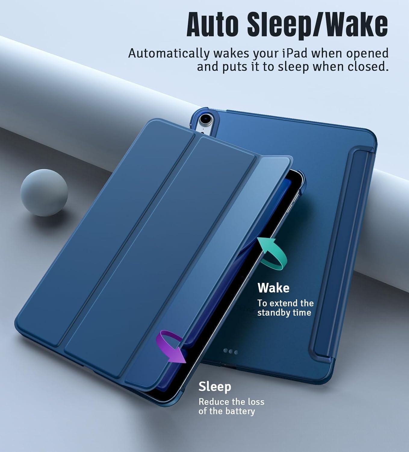 image:imageTiMOVO for iPad Air 11 Inch Case M3M220252024 iPad Air 5th Generation 20224th Gen 2020 109 Inch Slim Hard Translucent Back Cover Support Auto WakeSleep Space GrayAAbyss Blue