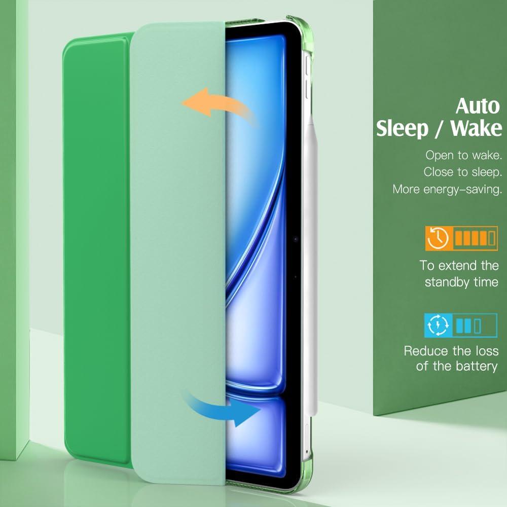 image:imageTiMOVO for iPad Air 11 Inch Case M3M220252024 iPad Air 5th Generation 20224th Gen 2020 109 Inch Slim Hard Translucent Back Cover Support Auto WakeSleep Space GrayOily Green