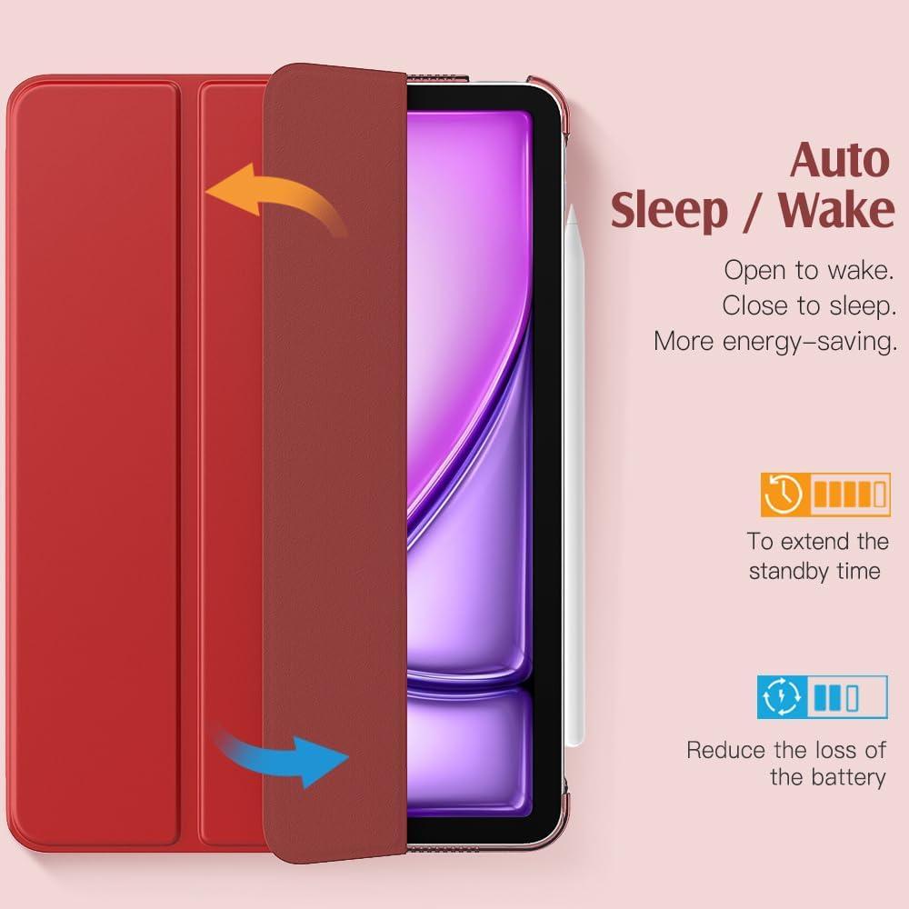 image:imageTiMOVO for iPad Air 11 Inch Case M3M220252024 iPad Air 5th Generation 20224th Gen 2020 109 Inch Slim Hard Translucent Back Cover Support Auto WakeSleep Space GrayRed