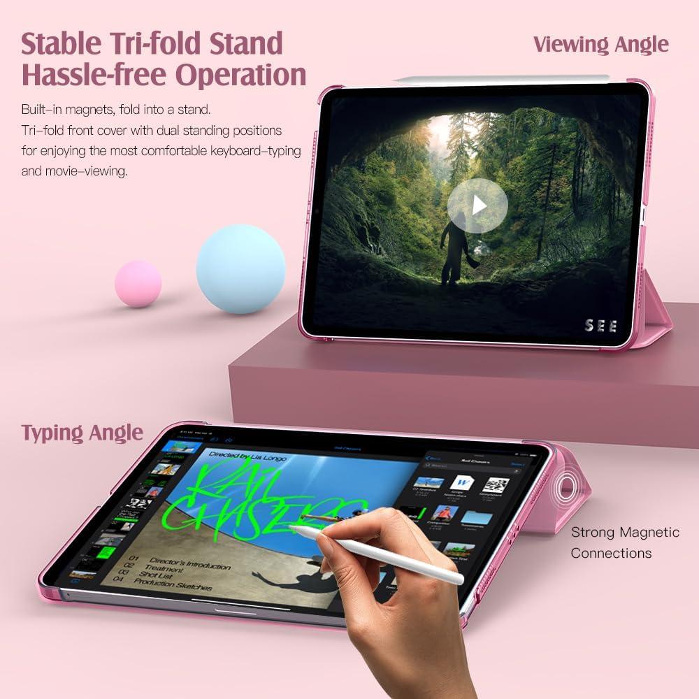 image:imageTiMOVO for iPad Air 11 Inch Case M3M220252024 iPad Air 5th Generation 20224th Gen 2020 109 Inch Slim Hard Translucent Back Cover Support Auto WakeSleep Space GrayFondant Pink