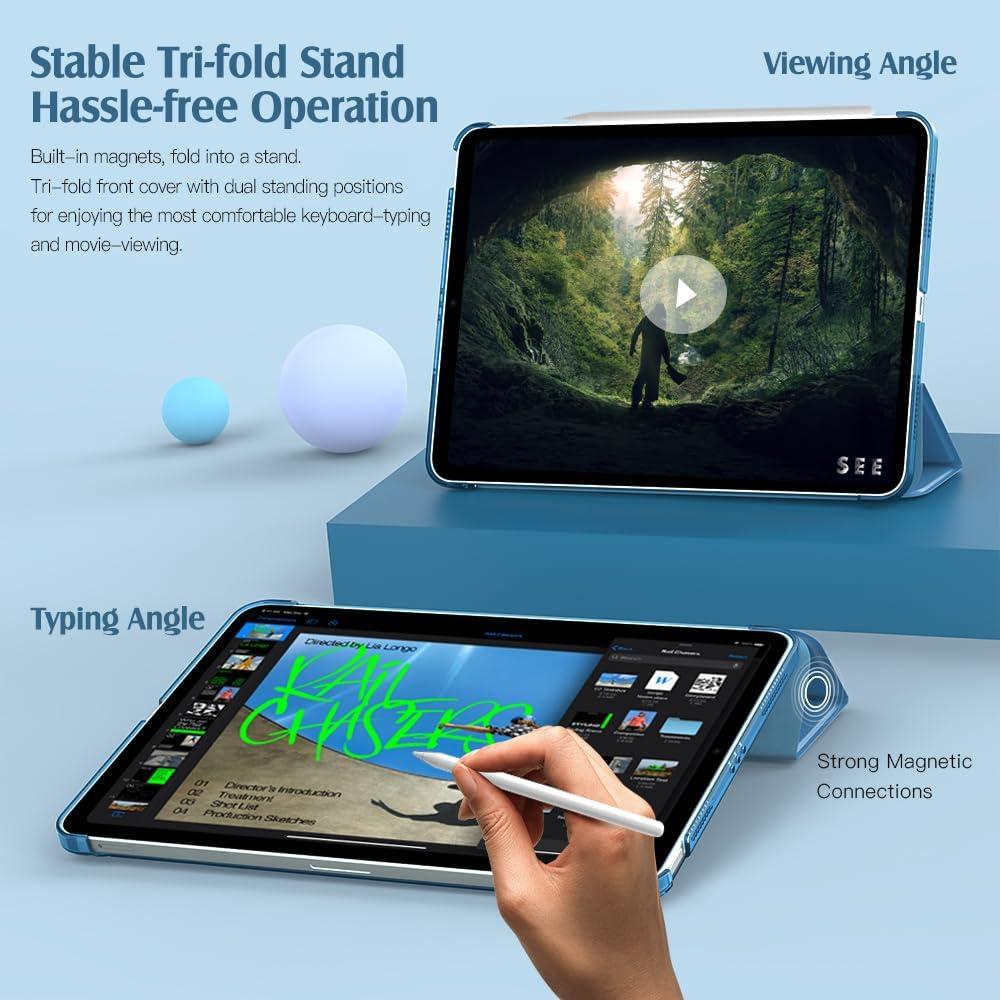 image:imageTiMOVO for iPad Air 11 Inch Case M3M220252024 iPad Air 5th Generation 20224th Gen 2020 109 Inch Slim Hard Translucent Back Cover Support Auto WakeSleep Space GrayKBW Peacock Blue