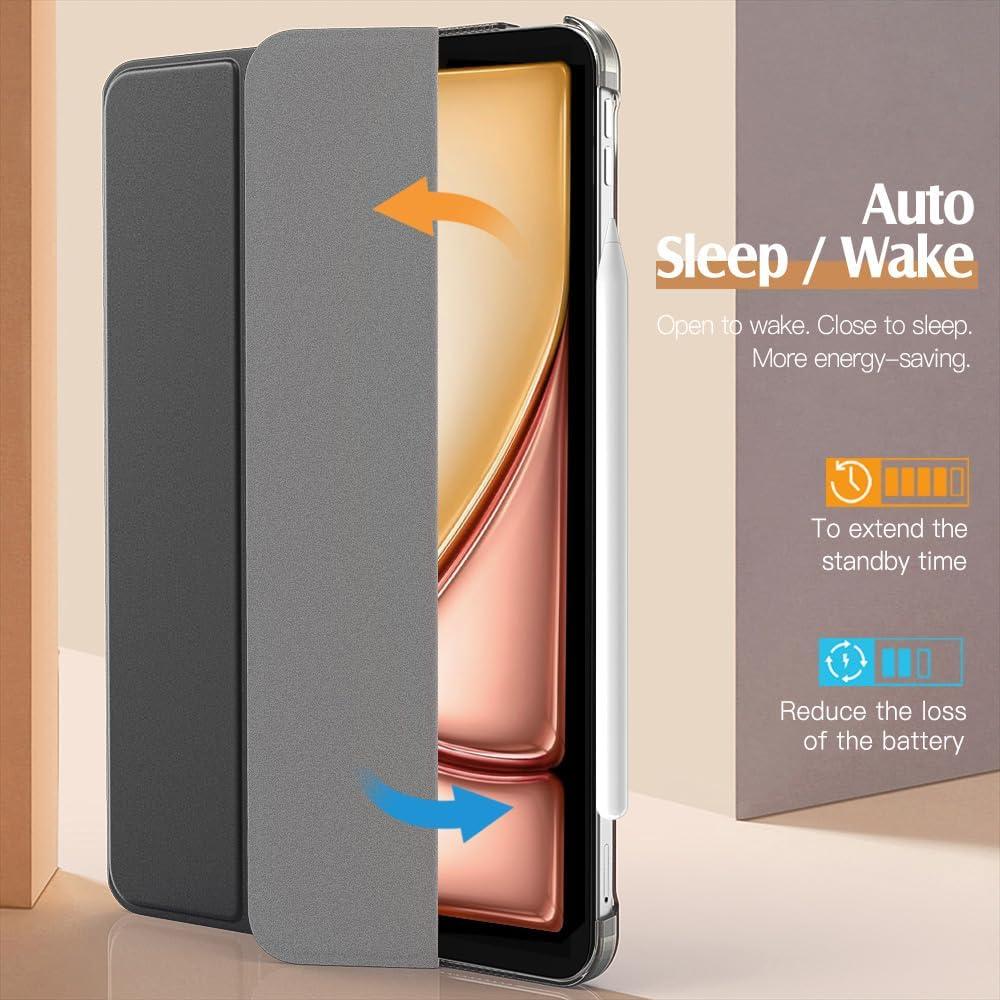 image:imageTiMOVO for iPad Air 11 Inch Case M3M220252024 iPad Air 5th Generation 20224th Gen 2020 109 Inch Slim Hard Translucent Back Cover Support Auto WakeSleep Space GraySpace Gray