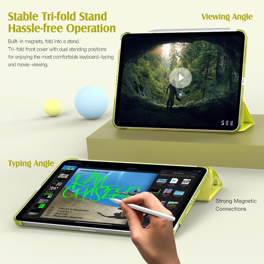 image:imageTiMOVO for iPad Air 11 Inch Case M3M220252024 iPad Air 5th Generation 20224th Gen 2020 109 Inch Slim Hard Translucent Back Cover Support Auto WakeSleep Space GrayCyber Lime