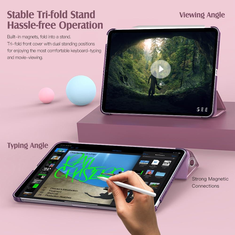 image:imageTiMOVO for iPad Air 11 Inch Case M3M220252024 iPad Air 5th Generation 20224th Gen 2020 109 Inch Slim Hard Translucent Back Cover Support Auto WakeSleep Space GraySmokey Purple