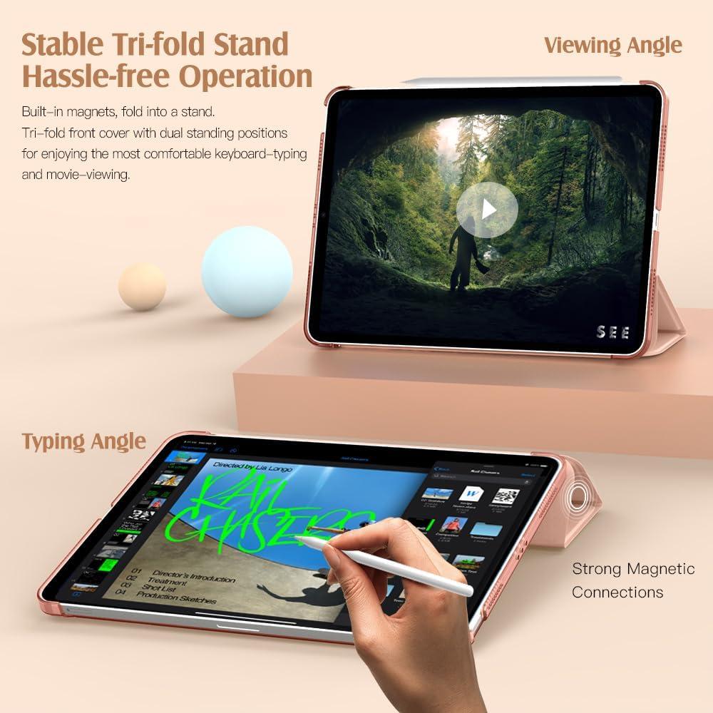 image:imageTiMOVO for iPad Air 11 Inch Case M3M220252024 iPad Air 5th Generation 20224th Gen 2020 109 Inch Slim Hard Translucent Back Cover Support Auto WakeSleep Space GrayGrapefruit