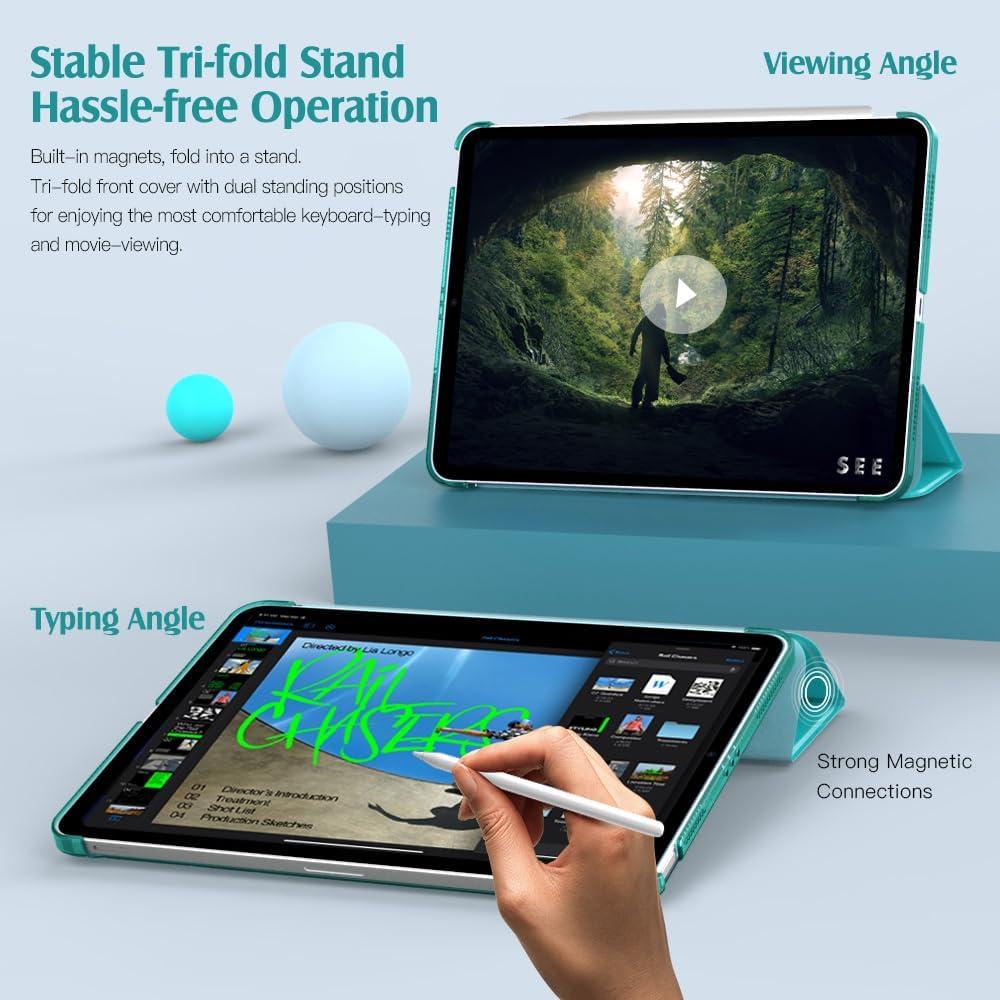 image:imageTiMOVO for iPad Air 11 Inch Case M3M220252024 iPad Air 5th Generation 20224th Gen 2020 109 Inch Slim Hard Translucent Back Cover Support Auto WakeSleep Space GrayBondi Blue