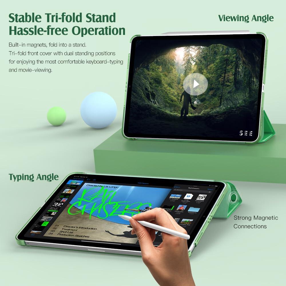 image:imageTiMOVO for iPad Air 11 Inch Case M3M220252024 iPad Air 5th Generation 20224th Gen 2020 109 Inch Slim Hard Translucent Back Cover Support Auto WakeSleep Space GrayOily Green