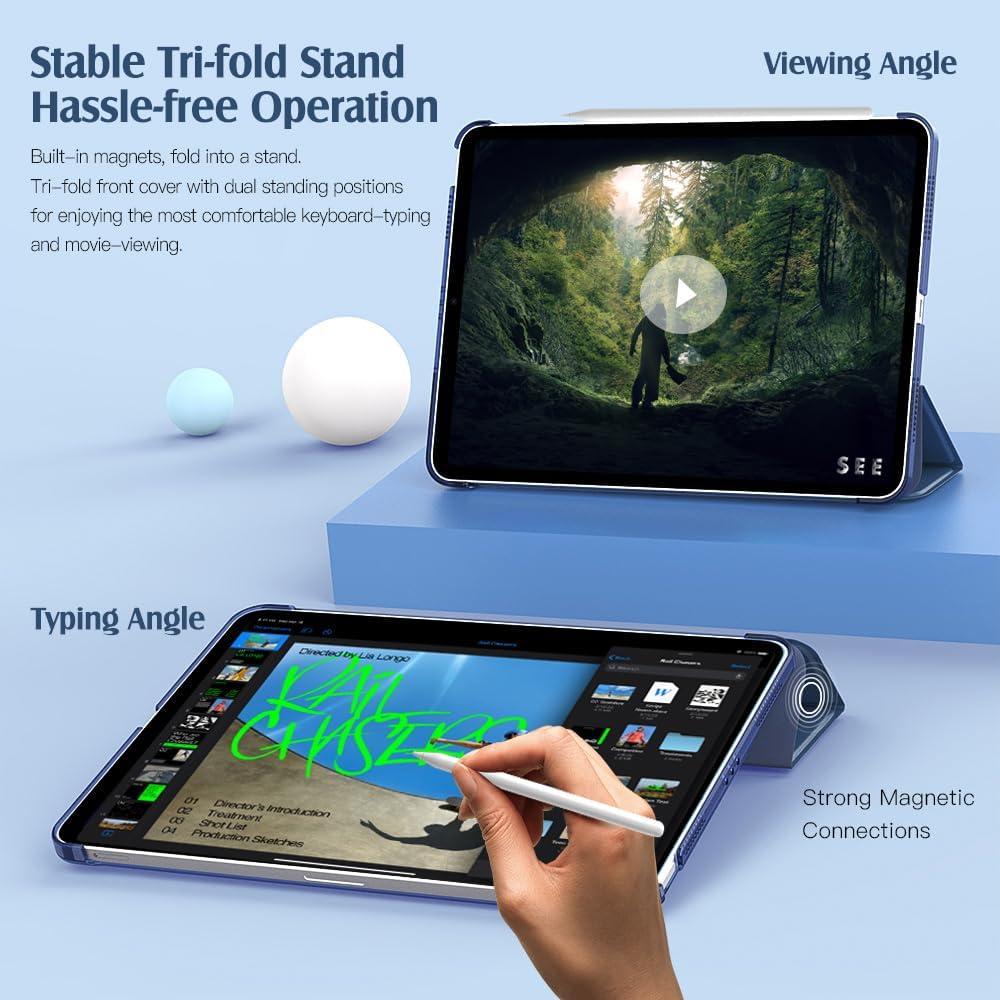 image:imageTiMOVO for iPad Air 11 Inch Case M3M220252024 iPad Air 5th Generation 20224th Gen 2020 109 Inch Slim Hard Translucent Back Cover Support Auto WakeSleep Space GrayDark Sea Blue