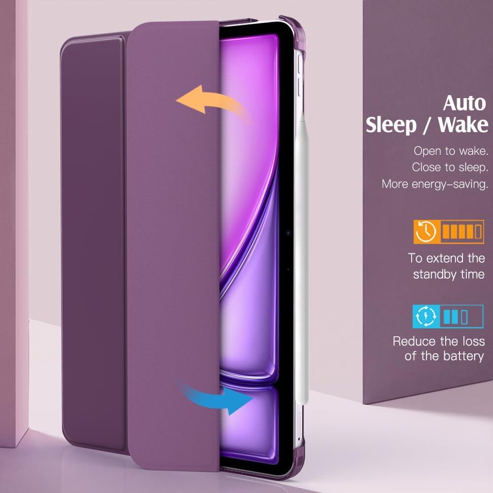 image:imageTiMOVO for iPad Air 11 Inch Case M3M220252024 iPad Air 5th Generation 20224th Gen 2020 109 Inch Slim Hard Translucent Back Cover Support Auto WakeSleep Space GrayDark Purple