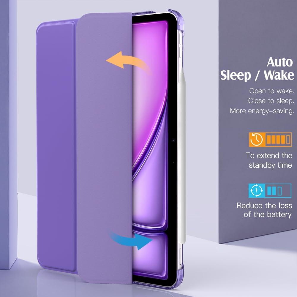 image:imageTiMOVO for iPad Air 11 Inch Case M3M220252024 iPad Air 5th Generation 20224th Gen 2020 109 Inch Slim Hard Translucent Back Cover Support Auto WakeSleep Space GrayHibiscus Purple