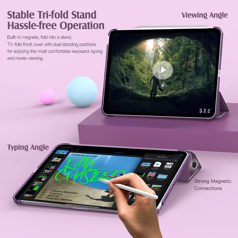 image:imageTiMOVO for iPad Air 11 Inch Case M3M220252024 iPad Air 5th Generation 20224th Gen 2020 109 Inch Slim Hard Translucent Back Cover Support Auto WakeSleep Space GrayDark Purple