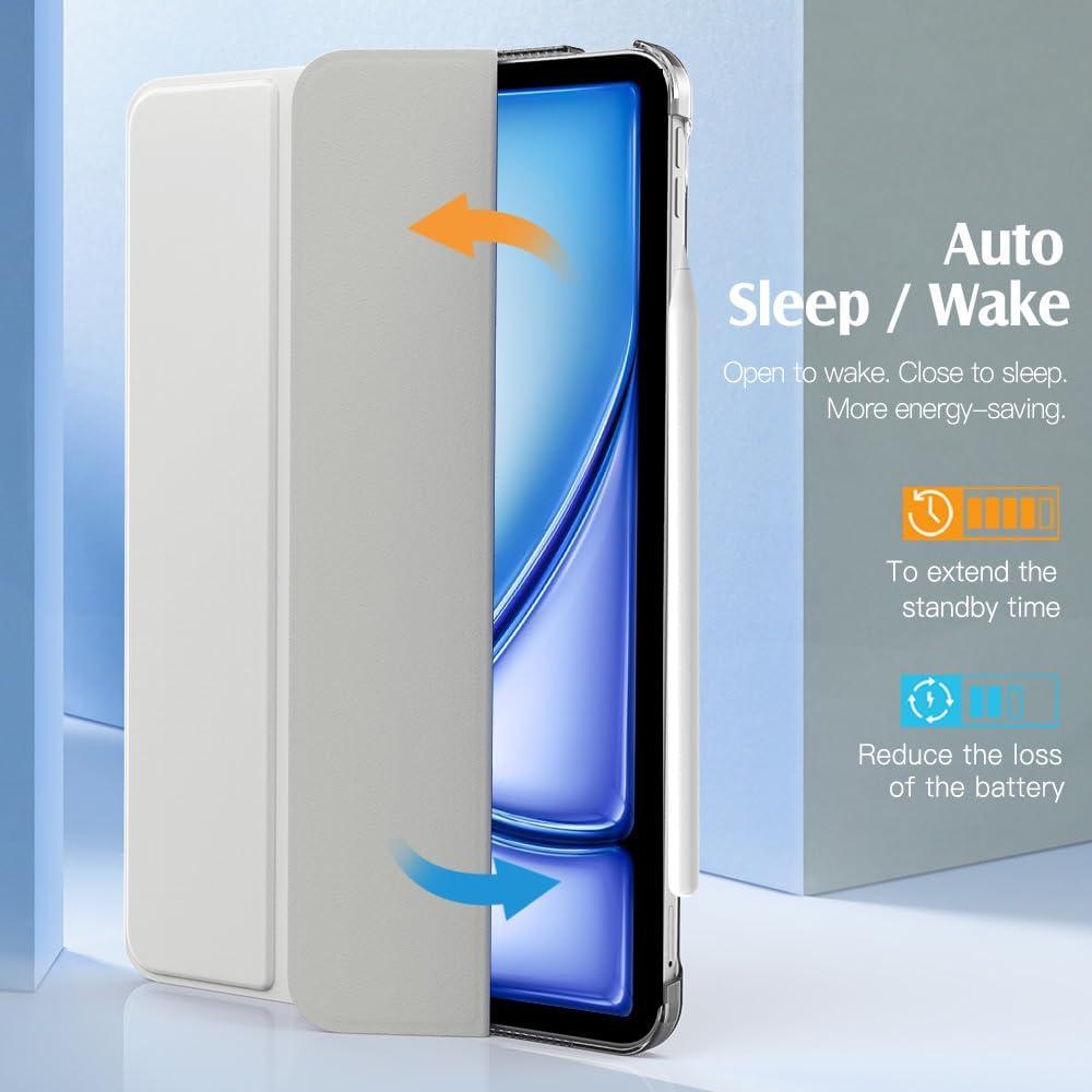 image:imageTiMOVO for iPad Air 11 Inch Case M3M220252024 iPad Air 5th Generation 20224th Gen 2020 109 Inch Slim Hard Translucent Back Cover Support Auto WakeSleep Space GrayApricot Gray